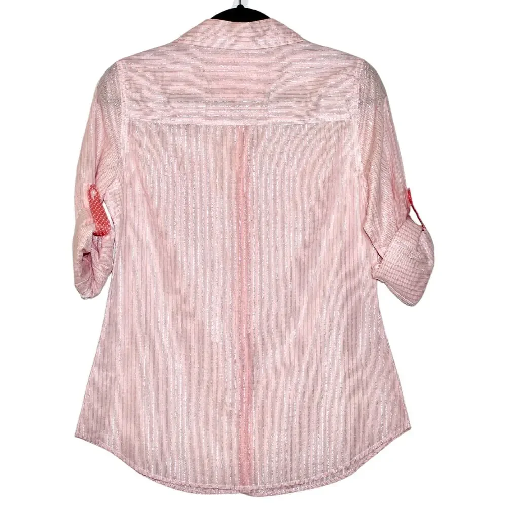 Justice Pink Metallic Button Down Size 18 Girl's